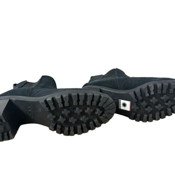 Ugg‎ Hazel Block Heel Black Suede Leather Chelsea Ankle Boots Bootie, Size 11 - Picture 3 of 5